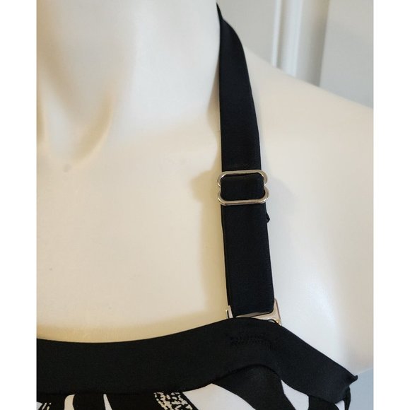 Maxine Of Hollywood Halter Neck Skirted Front One Piece Swimsuit Tropical Sz 10 - Picture 3 of 15